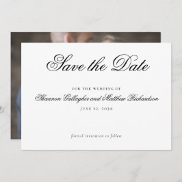 Anuncio Script Black White Wedding Save the Date Photo