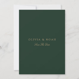 Anuncio Script Gold & Forest Green Save the Date Card