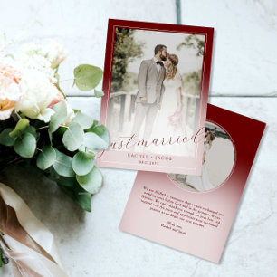 Anuncio Script Moderno Rojo 2-Fotos Recién Casados Boda