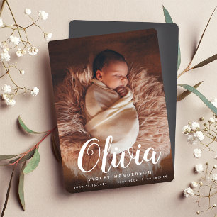 Anuncio Script Name   Vertical Photo Birth Announcement