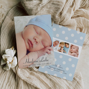 Anuncio Script Overlay Blue Baby Boy Multi Photo Nacimient