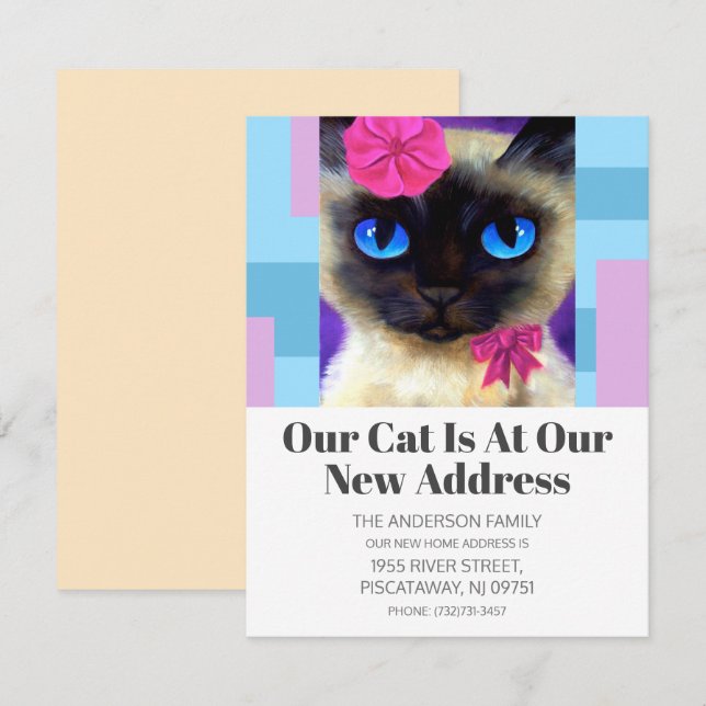 Anuncio Se ha movido un gato Mascota personalizado nuevo t (Anverso / Reverso)