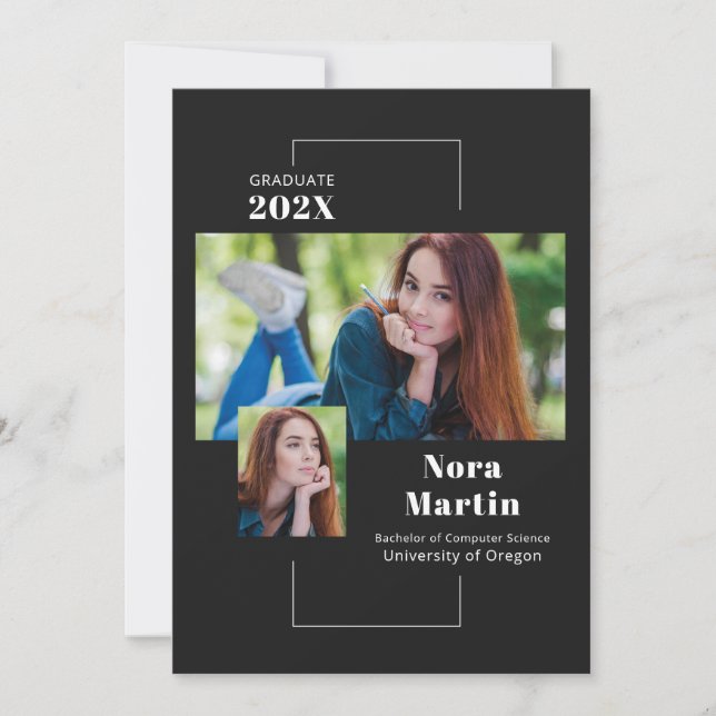 Anuncio Sencilla 2 Graduación de fotos Blanco negro (Anverso)