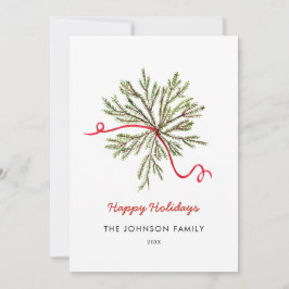 Anuncio Sencilla acuarela Vegetación navideña con arco roj