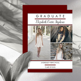 Anuncio Sencilla Clásica Tres Foto Dk Graduación Roja