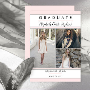 Anuncio Sencilla Clásica Tres Fotografías Graduación Rosa