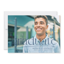 Sencilla graduación de un solo foto azul marino