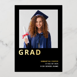 Anuncio Sencillo de Graduación con Hojas de Oro Re