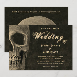 Anuncio Sepia Hallowedding de cabeza gótica de media calav