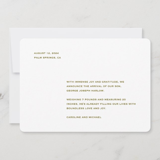 Anuncio Sexo minimalista Nacimiento neutral (Anverso)