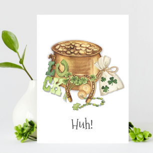 Anuncio Shamrock Horseshoe Luck Funny St Patricks Day Card