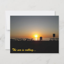 Anuncio Silueta de puesta de sol de verano costero