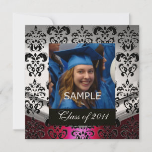 Anuncio SILVER, BLACK DAMASK GRADUATION MONOGRAM Champagne