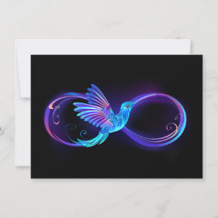Anuncio Símbolo de infinito neón con colibrí brillante