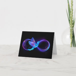 Anuncio Símbolo de infinito neón con colibrí brillante