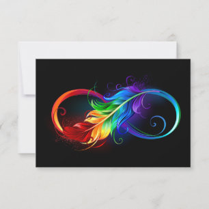 Anuncio Símbolo infinito con plumas arcoiris
