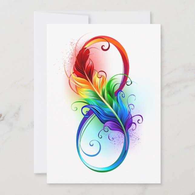 Anuncio Símbolo infinito con plumas arcoiris (Anverso)