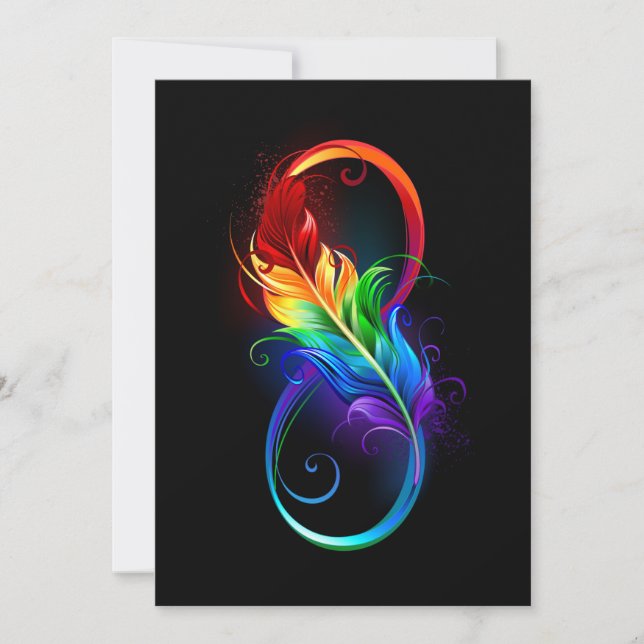 Anuncio Símbolo infinito con plumas arcoiris (Anverso)