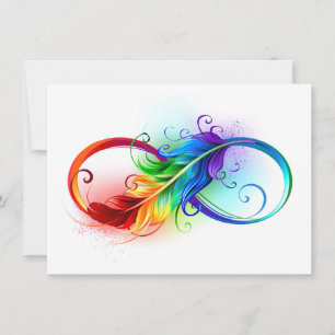 Anuncio Símbolo infinito con plumas arcoiris