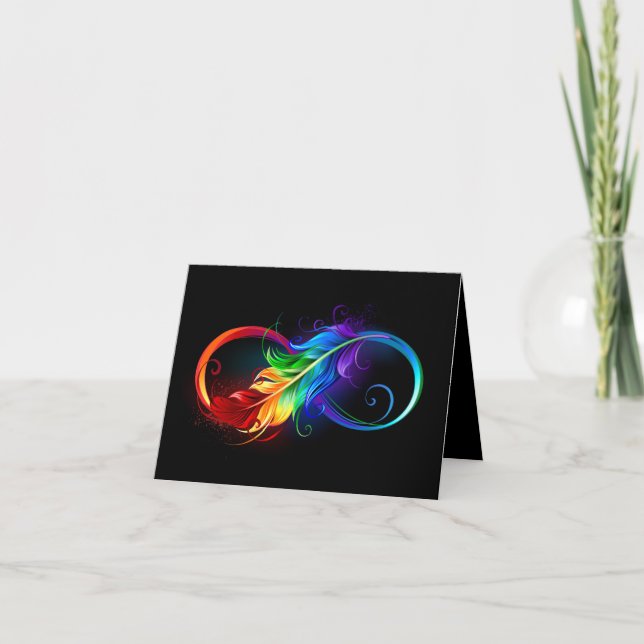 Anuncio Símbolo infinito con plumas arcoiris (Anverso)