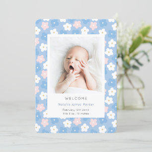 Anuncio Simple Floral Azul acuarela Cute Nacimiento