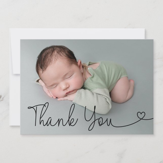 Anuncio Simple Gracias Script Baby Photo (Anverso)