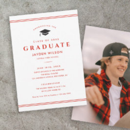 Anuncio Simple graduación de foto deportiva roja y blanca