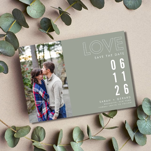 Anuncio Simple Green Fall Photo Love Wedding Save the Date (Subido por el creador)