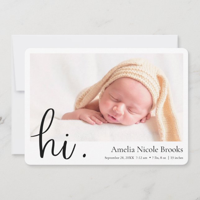 Anuncio Simple Modern Hi Personalizado Foto Nacimiento (Anverso)