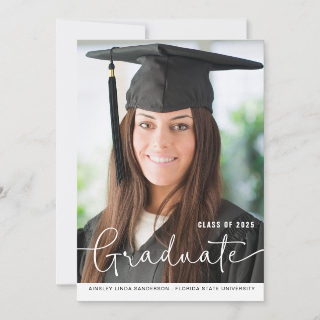 Anuncio Simple Modern Photo Script Graduation (Anverso)