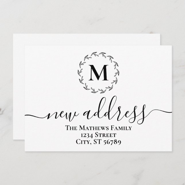 Anuncio Simple Monograma de Corona Botánica para Nueva Dir (Anverso / Reverso)