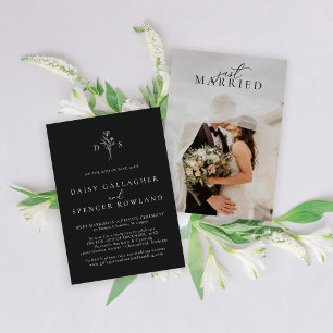 Anuncio Simple recepción de boda floral moderna y negra