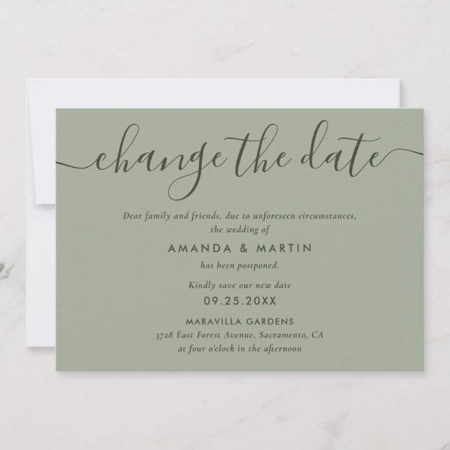 Anuncio Simple Salvia Verde Cambiar la Fecha del Aplazamie (Anverso)