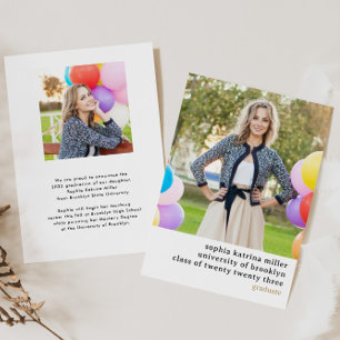 Anuncio Simple Typography 2 Photo Graduation Announcement