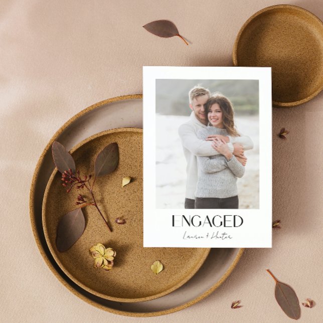 Anuncio Simple y moderno 2 Photo Script Engagement Party (Engaged & Excited! Join Us for the Party 🥂💍 [Personalize Here])