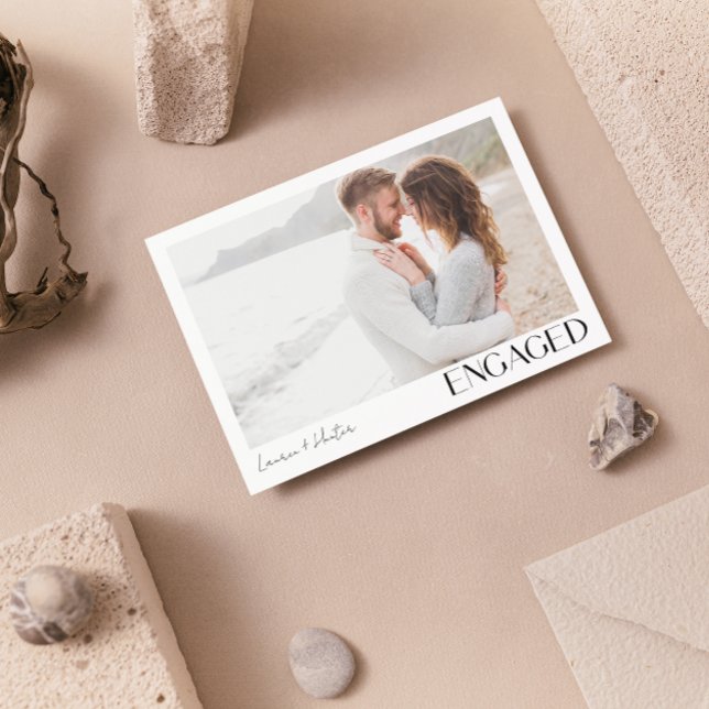 Anuncio Simple y moderno 2 Photo Script Engagement Party (Engaged & Excited! Join Us for the Party 🥂💍 [Personalize Here])