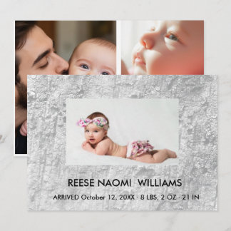 Anuncio Simply Elegant Baby Girl Photo Collage Birth Annou