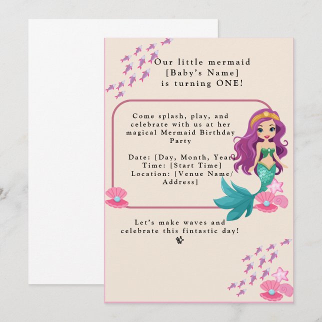 Anuncio Sirena de fiesta de cumpleaños de bebé (Anverso / Reverso)