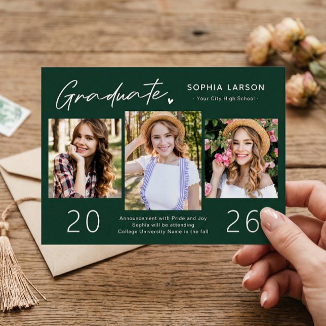 Anuncio Sofisticada graduación de Collage de fotos Emerald (Subido por el creador)