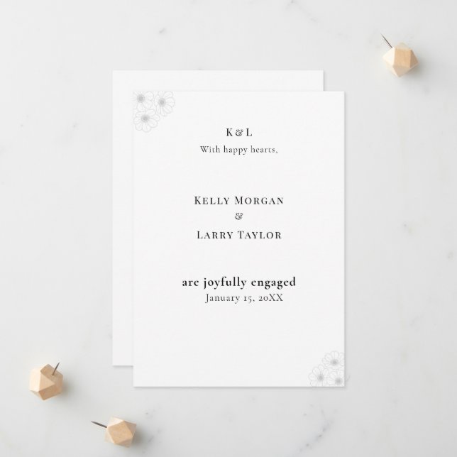 Anuncio Soft Bloom Elegance Engagement Announcement Card (Anverso/Reverso In Situ)