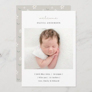 Anuncio Soft Neutral Florals Birth Announcement