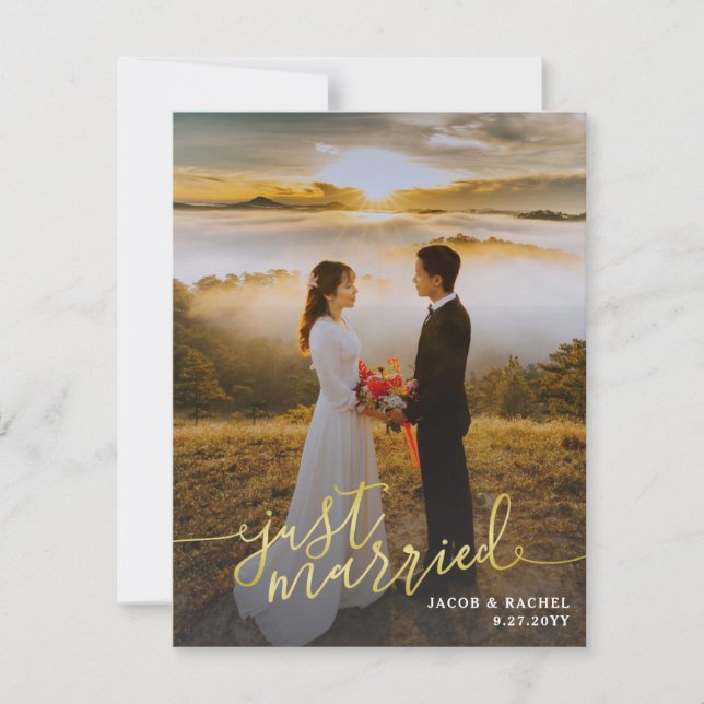 Anuncio Solo Boda de fotografía con guión de oro casado (Anverso)