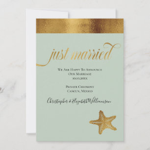 Anuncio Solo Casada Elegante Faux Gold Starfish Mint Green