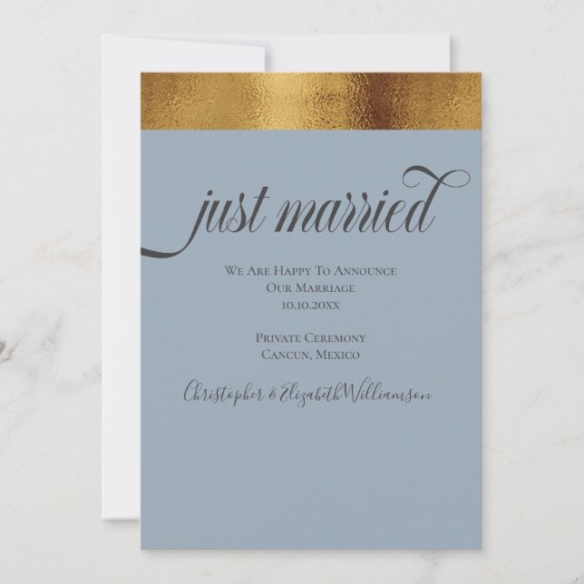 Anuncio Solo Casado Elegante Faux Gold Gray Blue (Anverso)