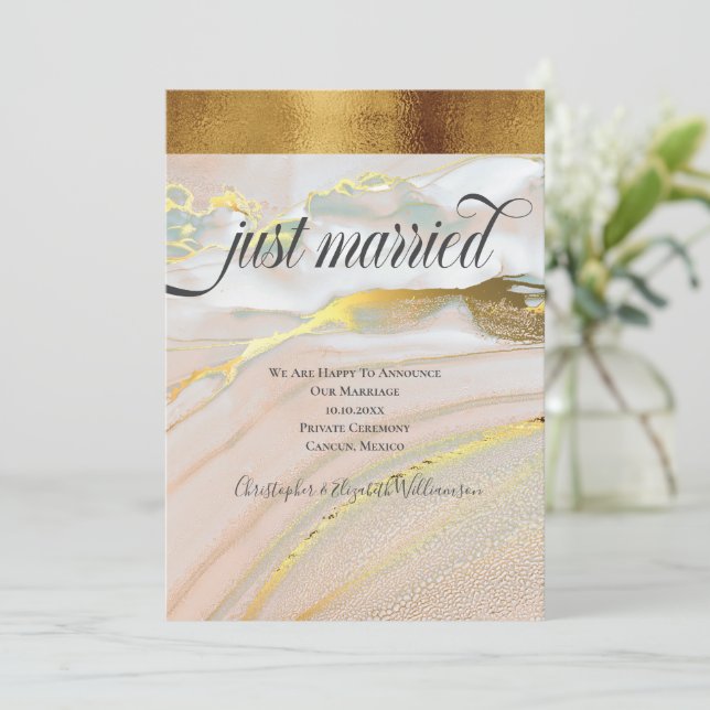 Anuncio Sólo Casado Elegante Rosa Faux Gold (Anverso de pie)