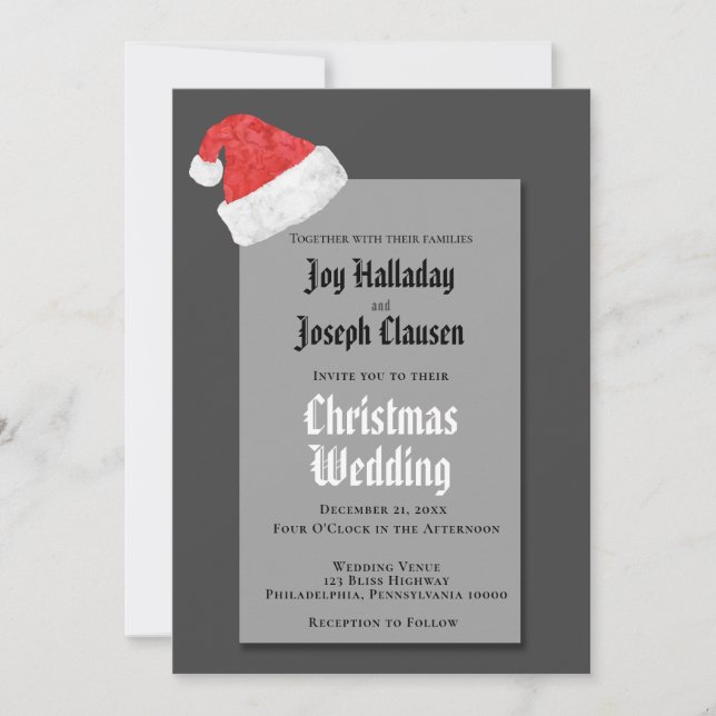 Anuncio Sombrero Navideño Rojo Festivo de Santa para Boda (Anverso)