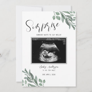 Anuncio Sonogram Neutral Green Card Baby Announcement