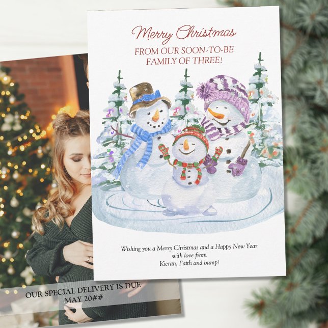 Anuncio Soon to Be Family of 3 Merry Snowmen Pregnancy (Subido por el creador)