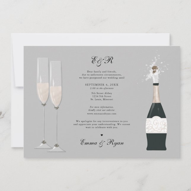 Anuncio Sostener el cambio de fecha de Boda de Champagne P (Reverso)