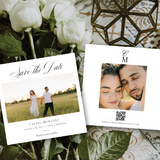 Anuncio Square Elegant Script Monogram Save the Date Photo